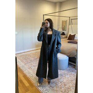 Oversized Executive Collection Chevron Wool Long Coat Size 42L